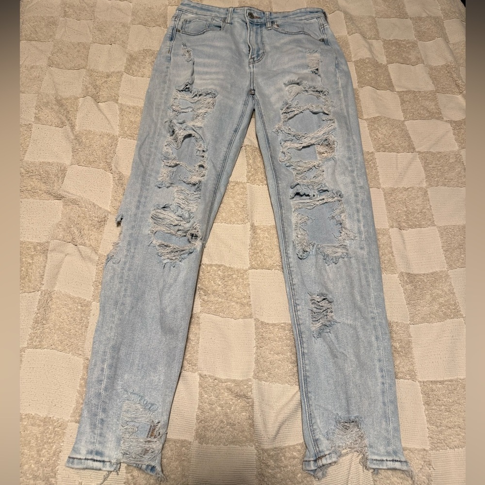 American Eagle Outfitters Light Blue Distressed Skinny Jeans